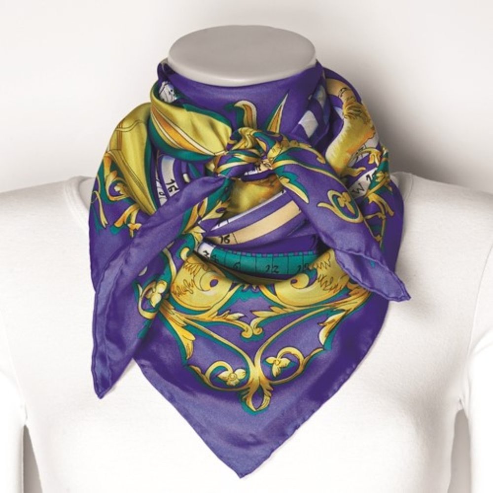 Kennedy Blue Zodiac Handmade Silk 35in Fashion Scarf - Picture 3 of 3